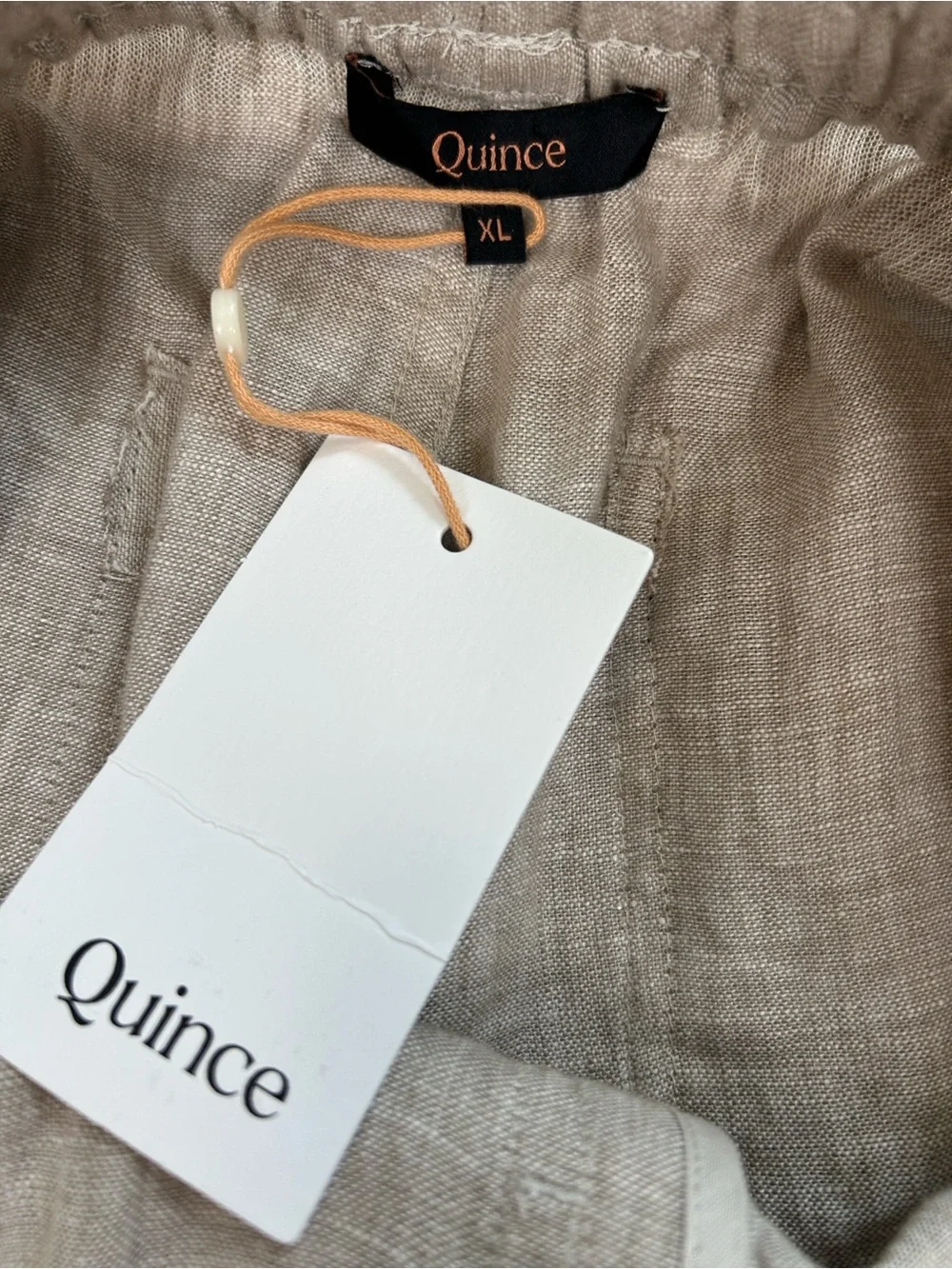 Quince Beige Linen Drawstring Pants